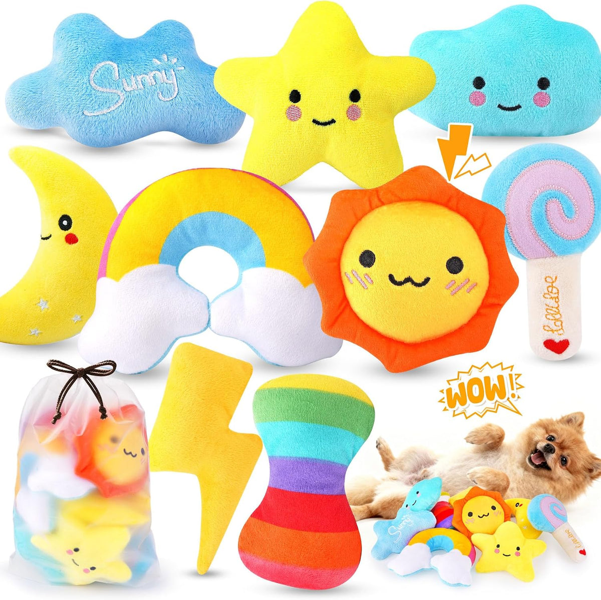 9-Pack Squeaky Dog Toys for Small Dogs and Puppies with Storage Bag