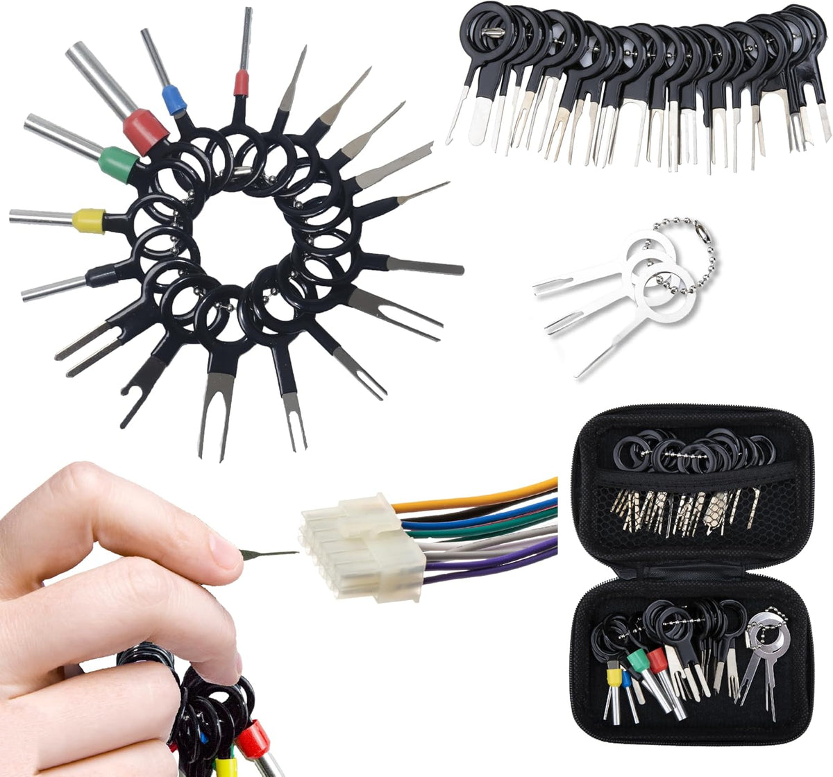 41-Piece Terminal Removal Tool Kit, Electrical Connector Depinning Pin Extractor Set