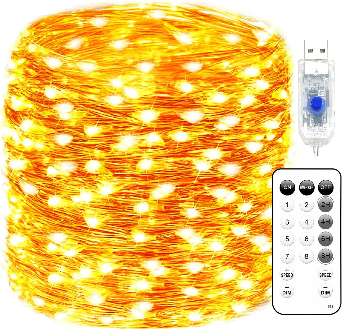 66 ft 200 LED USB Fairy String Lights, Warm White Copper Wire Twinkle Lights for Bedroom