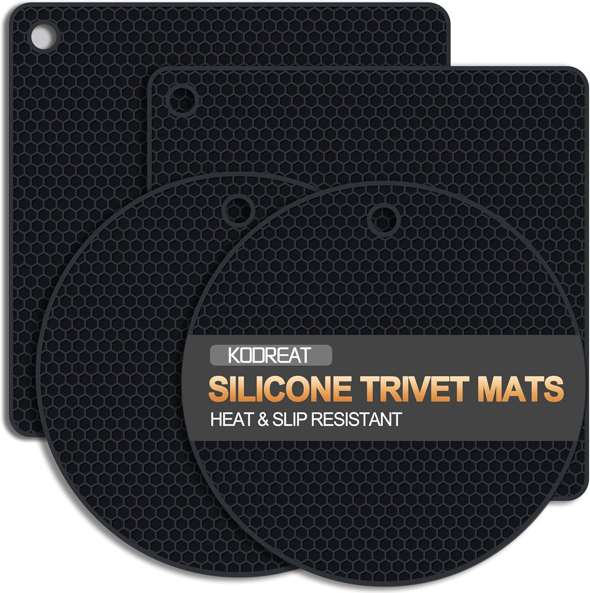 4-Pack Silicone Trivets for Hot Dishes, Heat-Resistant Pot Holders