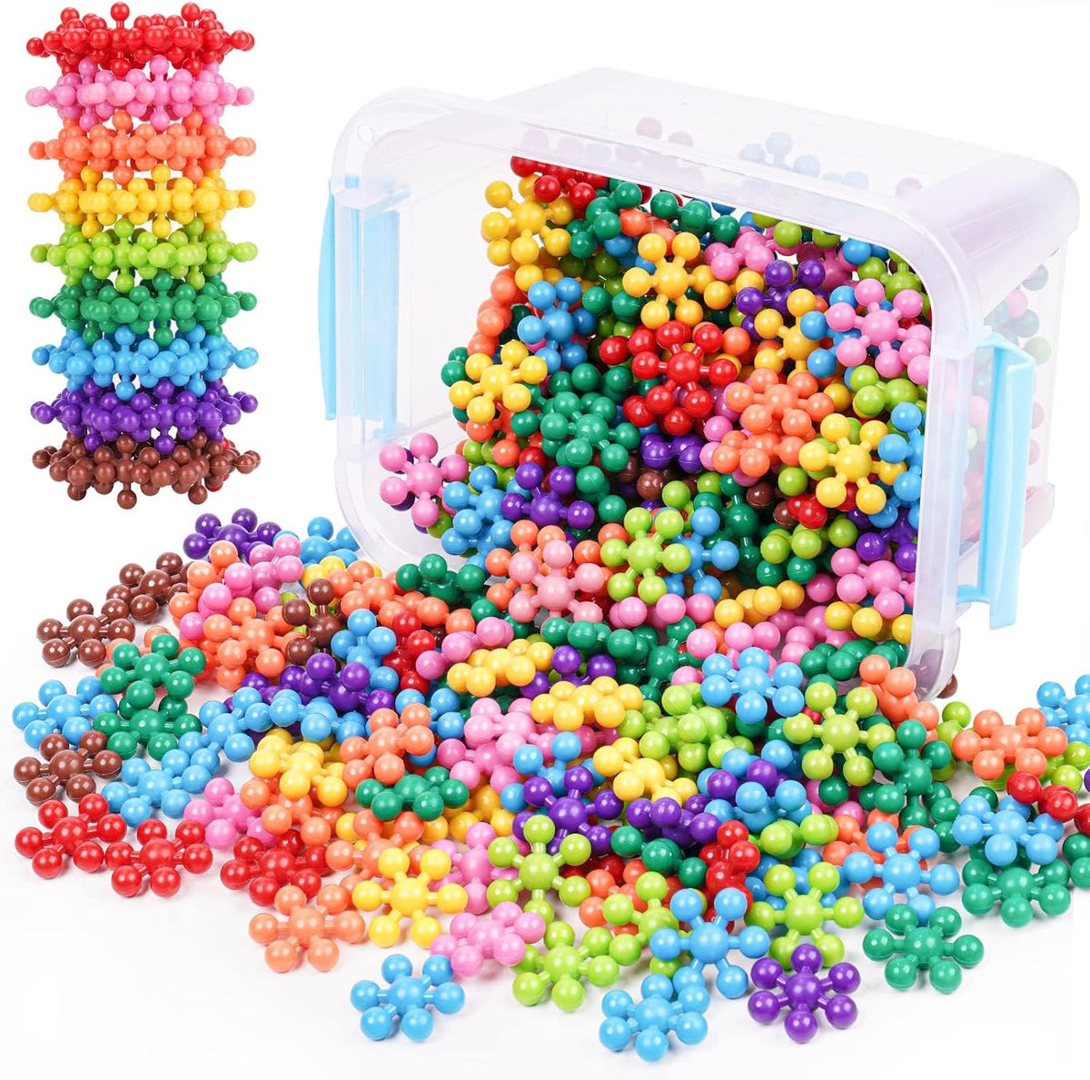 300-Pc Snowflake Building Blocks STEM Set, Interlocking Construction Toy Ages 3+