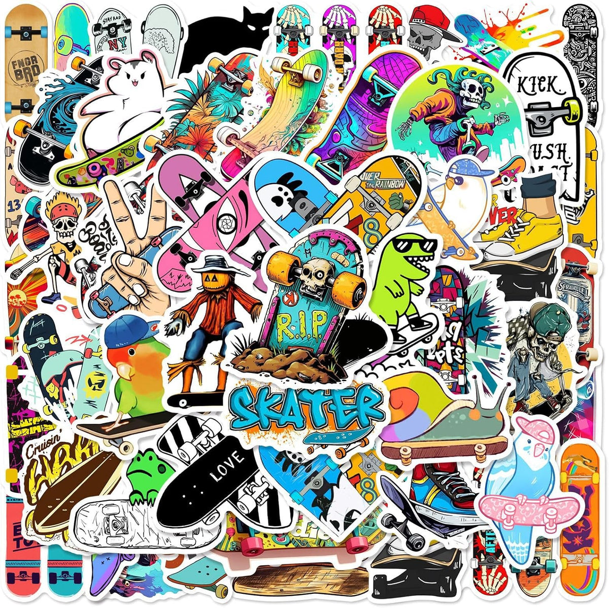 50-Pc Graffiti Vinyl Sticker Pack, Waterproof Decals for Laptop, Skateboard, Water Bottle