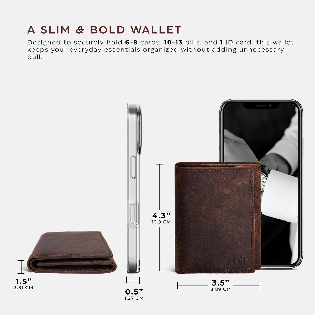 Men's Classic Gift Set: Brown Leather Trifold Wallet RFID + Black Polarized Aviator Sunglasses