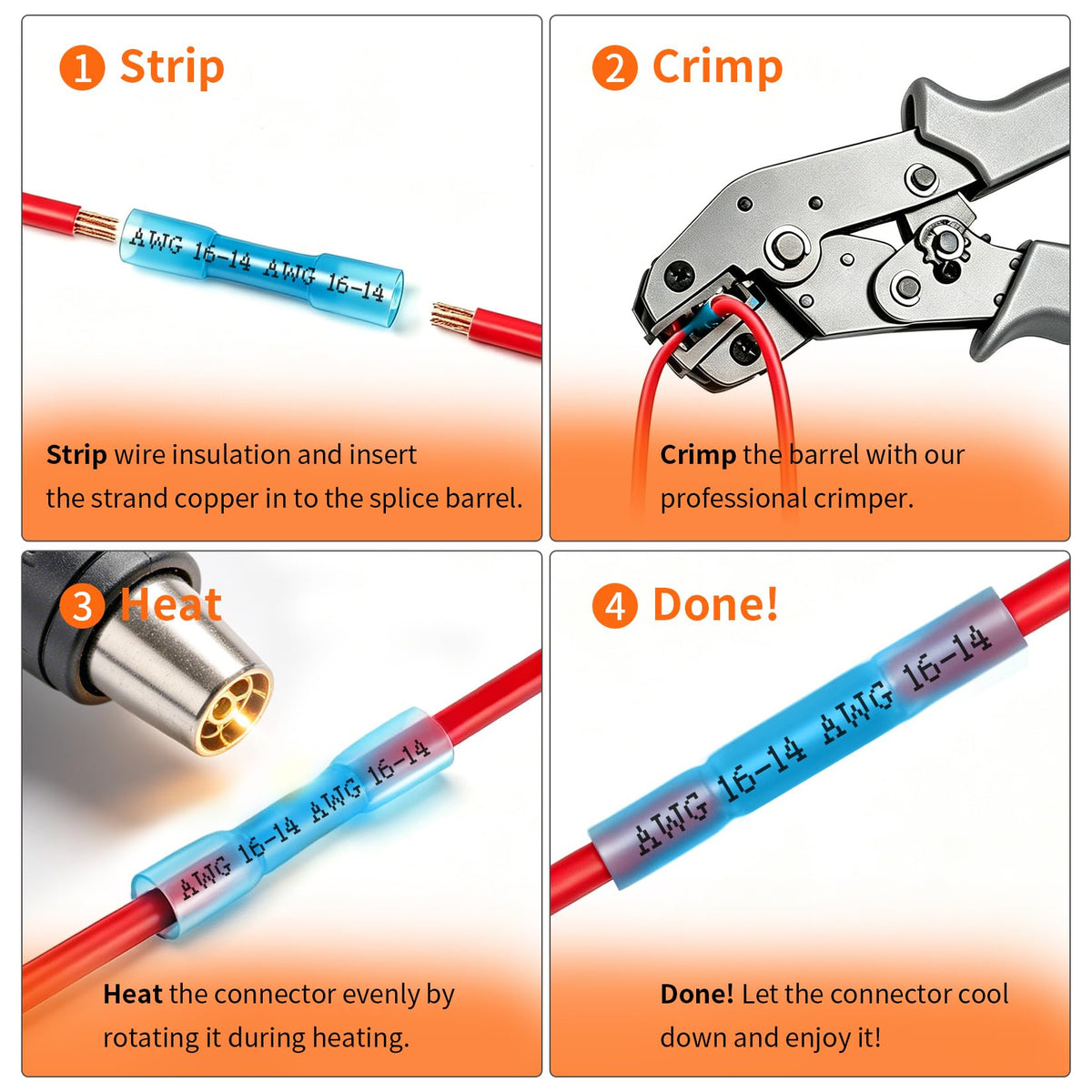 Wire Repair Starter Kit: 100 Heat Shrink Butt Connectors 22-10 AWG + 82 Pc Terminal Pin Removal Tool Set