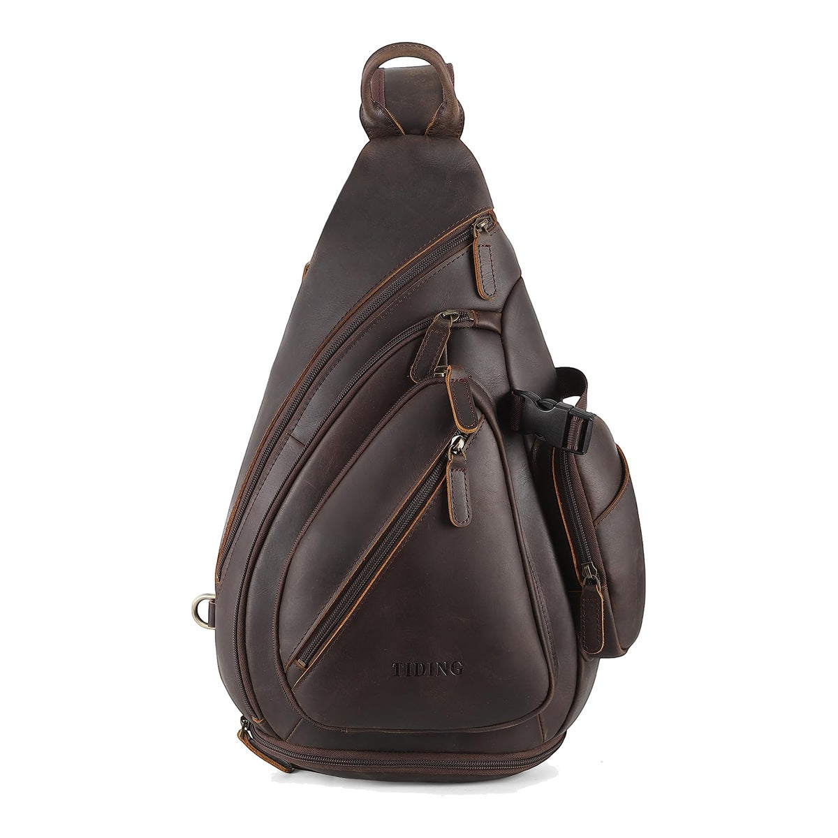 Full Grain Leather Sling Chest Bag for Men, Large Crossbody Shoulder Daypack, Fits 11 in Tablet, Brown