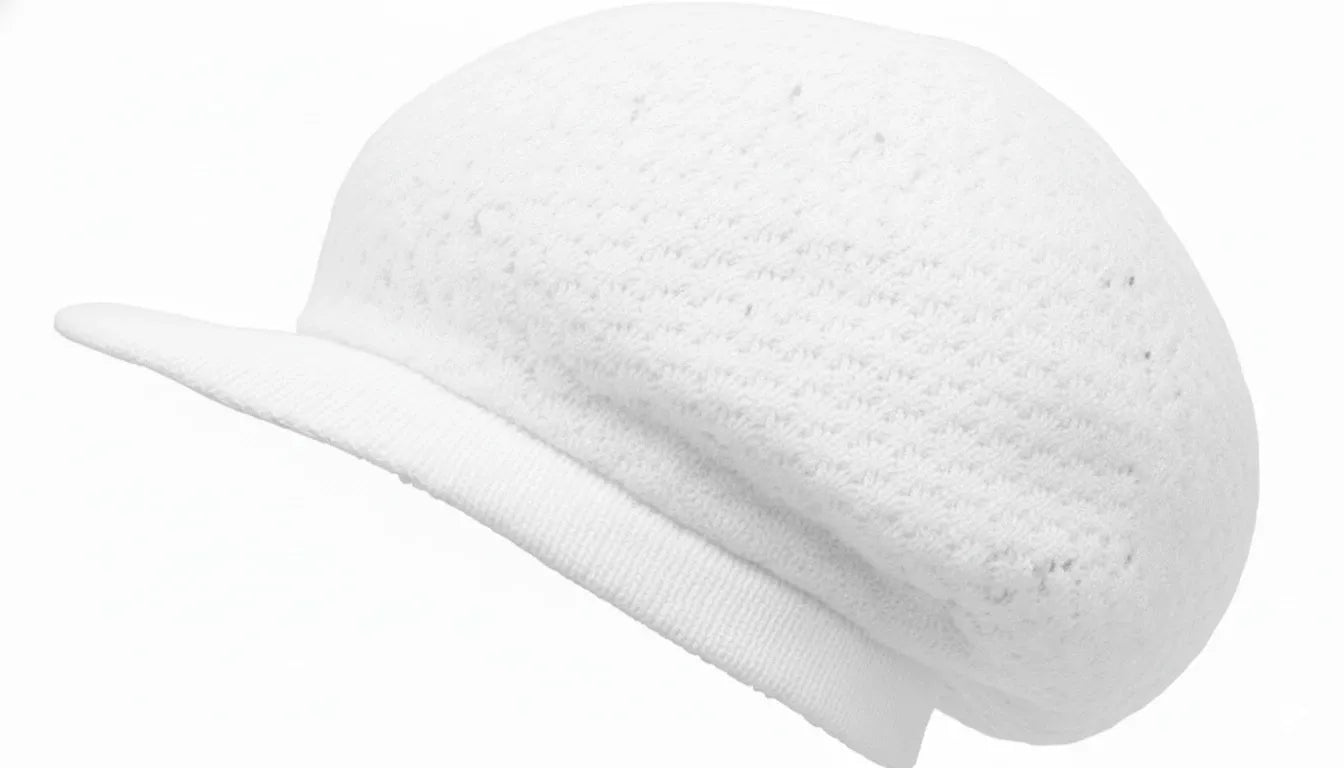 White Rasta Knit Cap — XL Cotton Dreadlock Hat with Brim