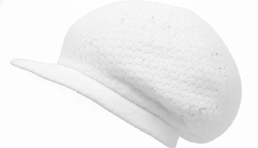 White Rasta Knit Cap — XL Cotton Dreadlock Hat with Brim