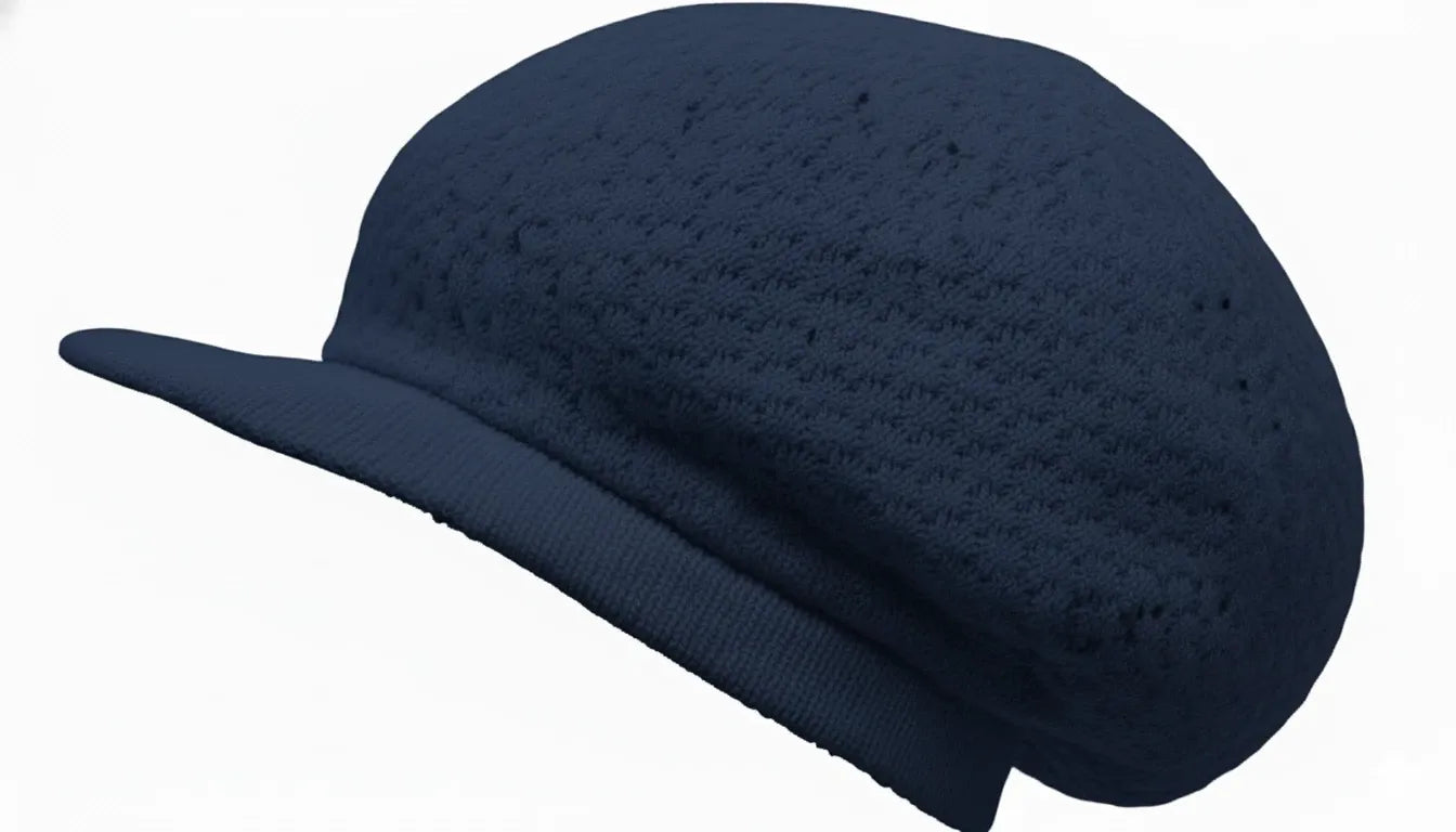 Navy Blue Rasta Knit Cap — XL Cotton Dreadlock Hat with Brim