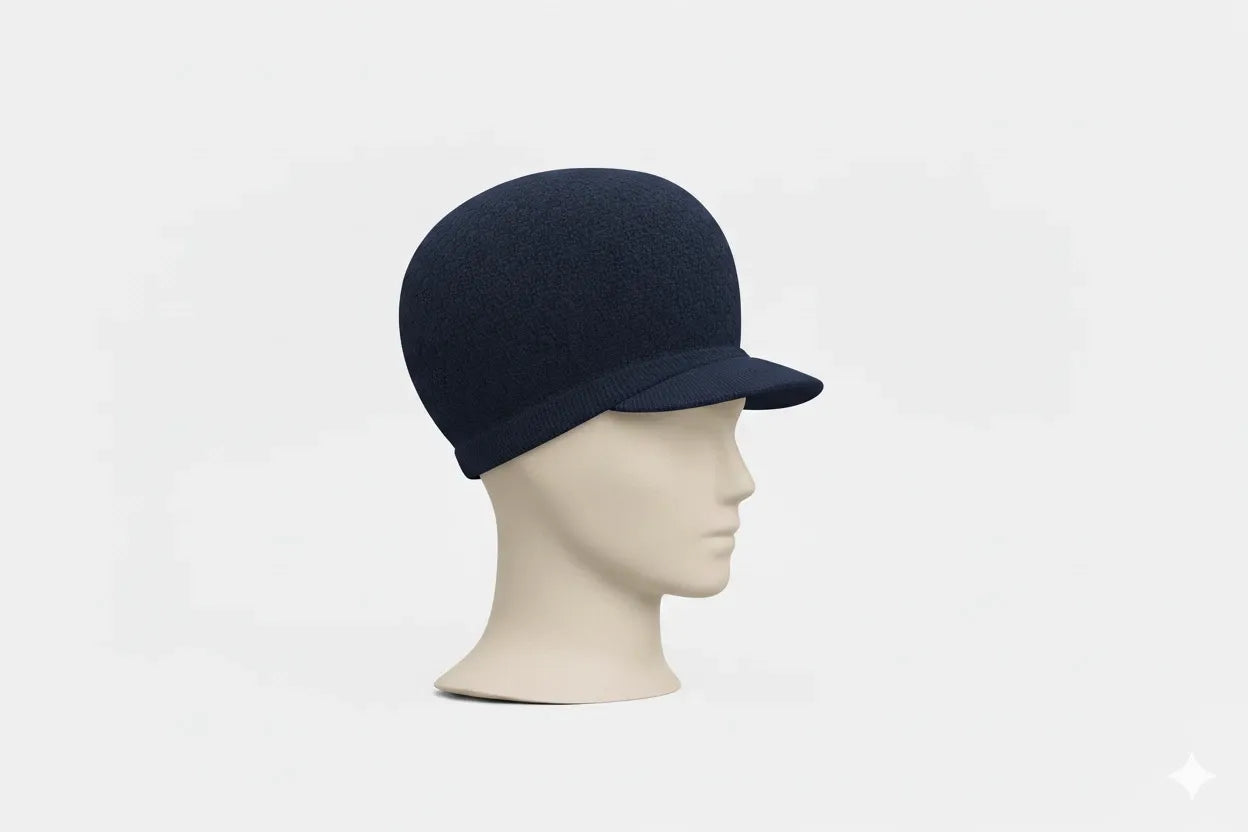 Navy Blue Rasta Knit Cap — XL Cotton Dreadlock Hat with Brim