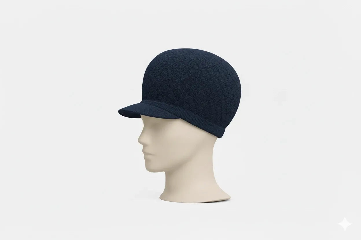 Navy Blue Rasta Knit Cap — XL Cotton Dreadlock Hat with Brim