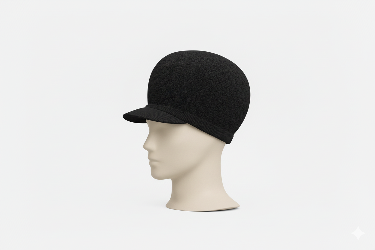 Black Rasta Knit Cap — XL Cotton Dreadlock Hat with Brim
