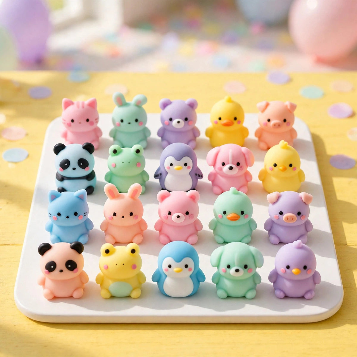 20-Piece Mini Squishy Animals Bundle Lot - Kawaii Slow Rise Party Favor Toys