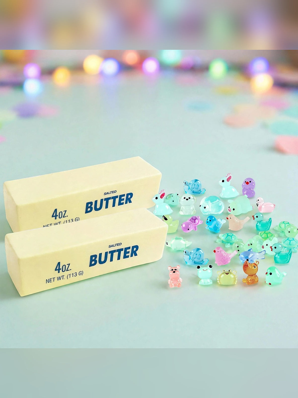 102-Piece Squishy Bundle Lot - 2 Butter Squishies + 100 Glow Mini Animals
