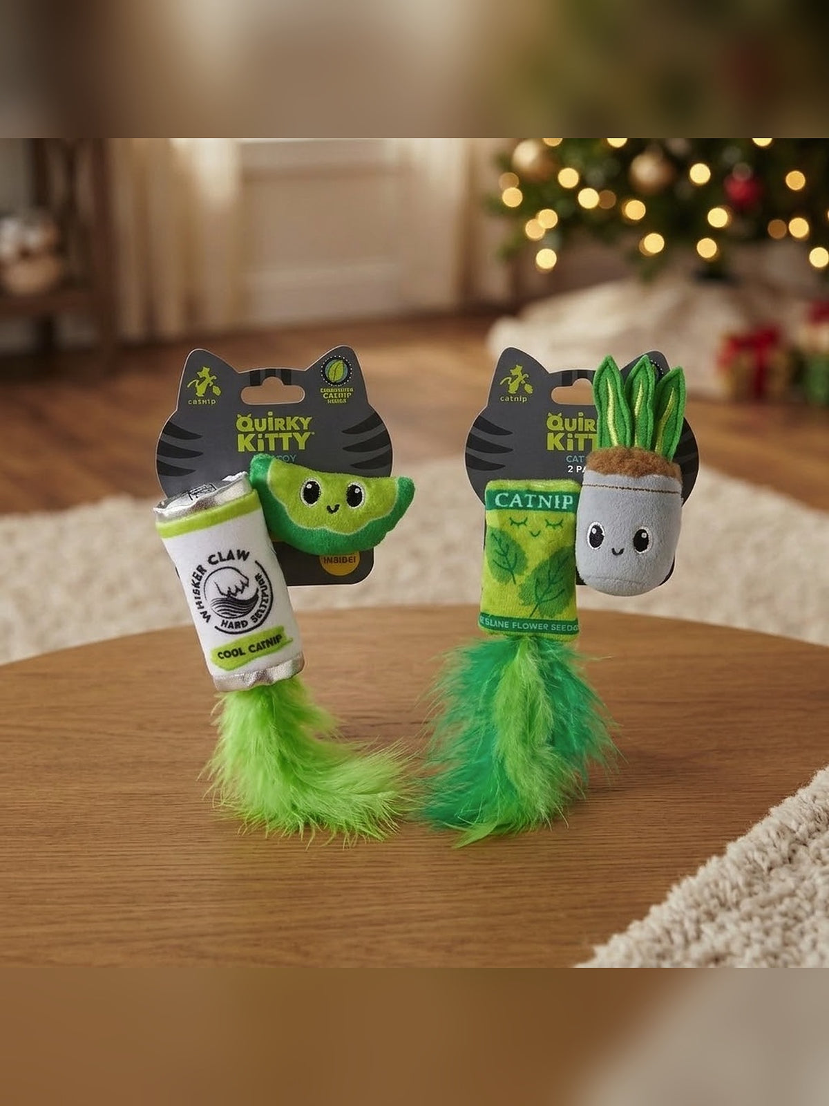 4-Piece Catnip Cat Toy Bundle Lot - Quirky Kitty Whisker Claw + House Plant Toys