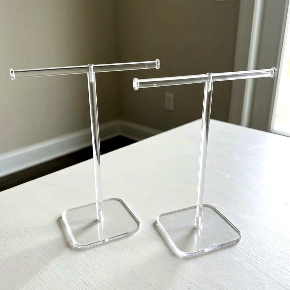 2-Tower Clear Acrylic Jewelry Stand, Necklace and Bracelet Holder