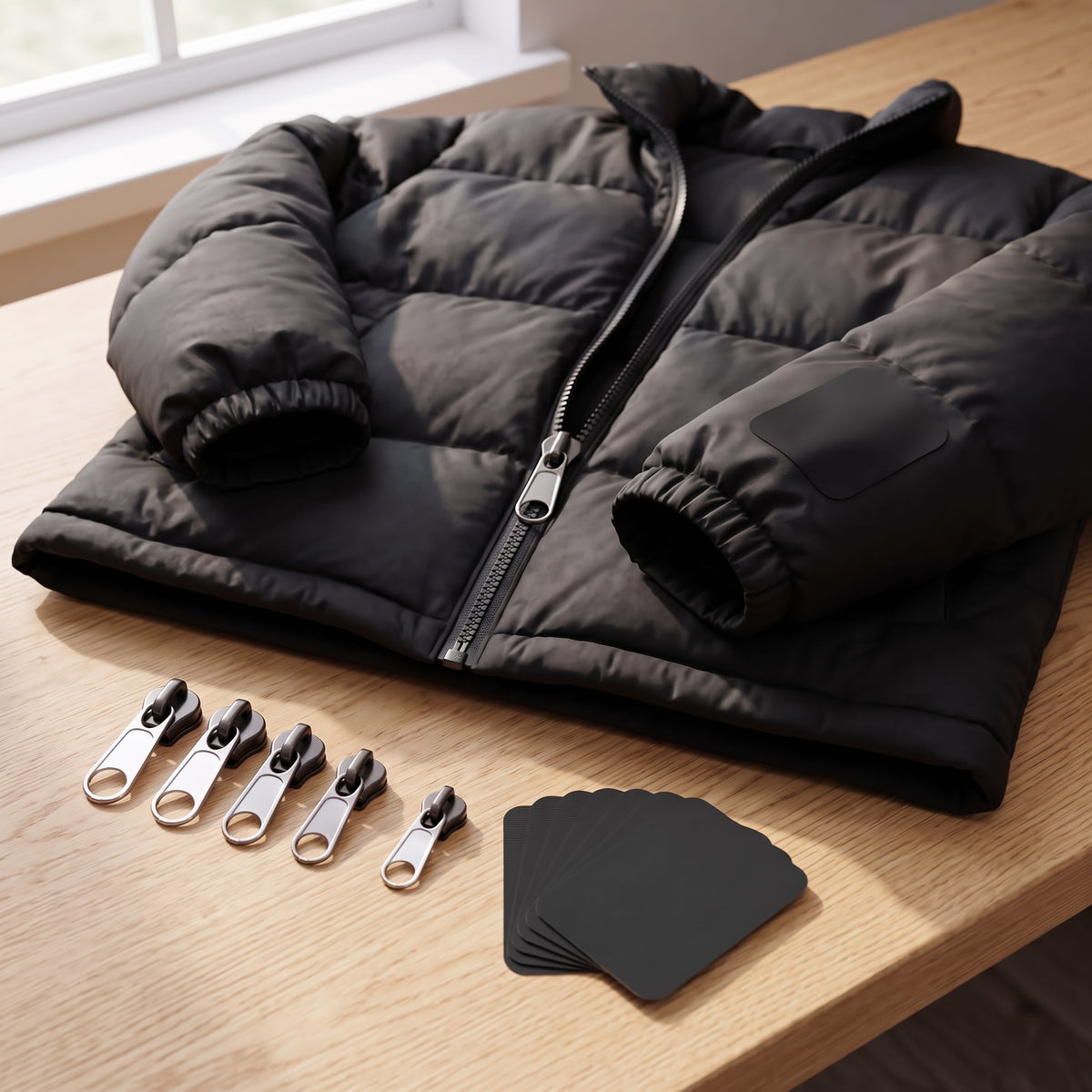 Jacket & Gear Repair Kit: 6 Zipper Slider Replacements + 8 Nylon Repair Patches